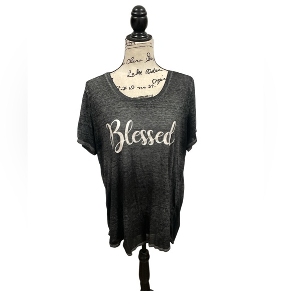 Delusional Womens Plus Size 2X Blessed Short Sleeve PolyCotton Dressy Shirt - Picture 1 of 7